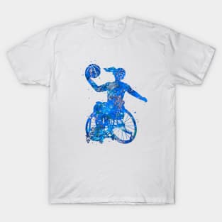 Wheelchair basketball girl - Blue art T-Shirt